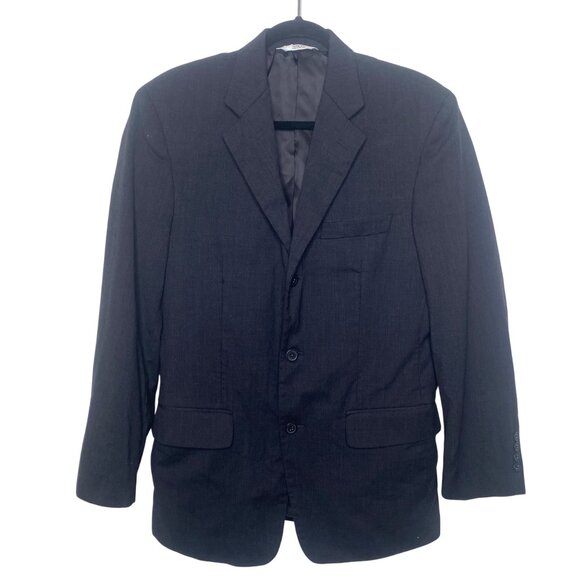 Versini Wool Suit Blazer Jacket Mens 38R Black Two Button Sports Coat Business C - Picture 1 of 13